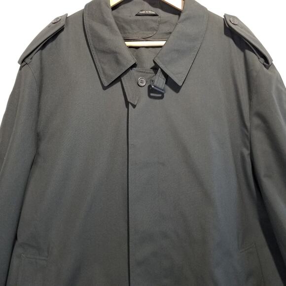 Oleg Cassini Trench Coat Mens 48 All Weather Designer Dark Gray - Picture 2 of 15